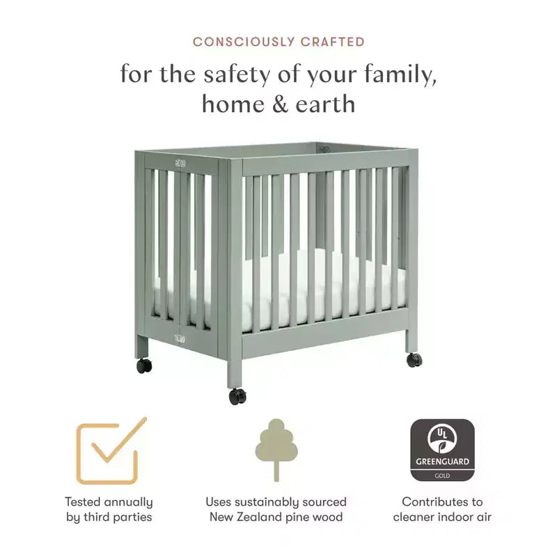 Babyletto Origami Mini Portable Folding Crib with Wheels