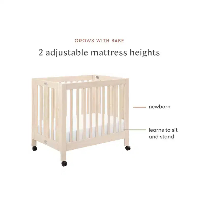 Babyletto Origami Mini Portable Folding Crib with Wheels