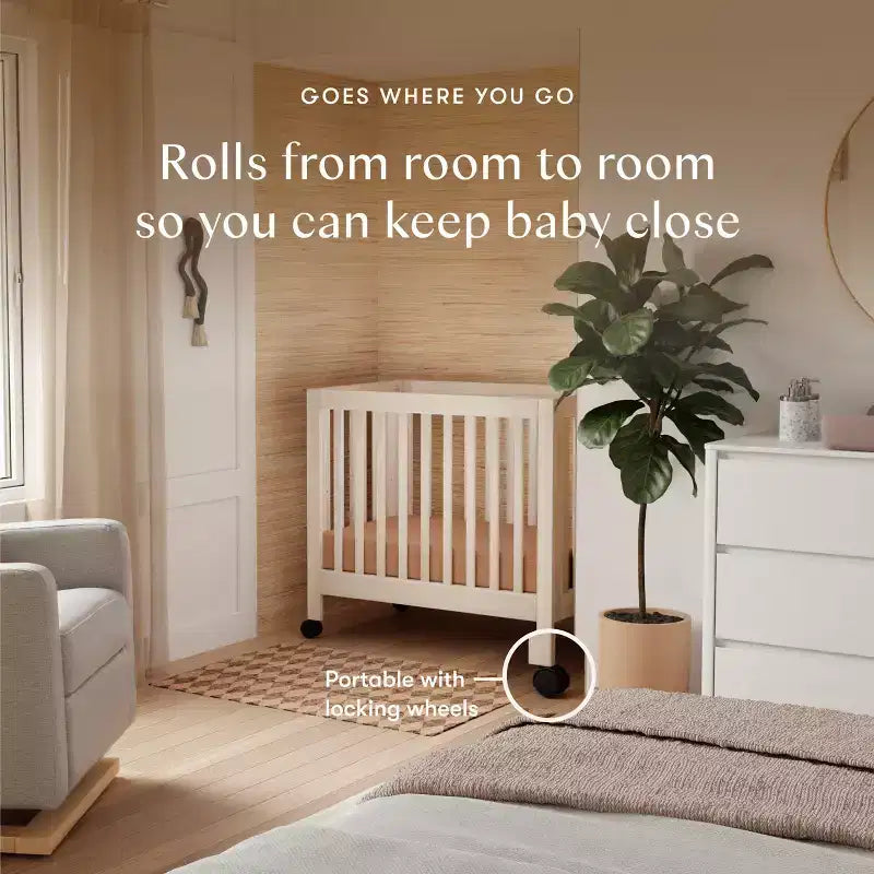 Babyletto Origami Mini Portable Folding Crib with Wheels