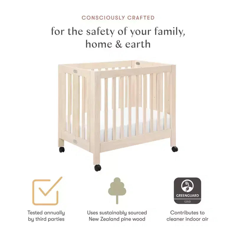 Babyletto Origami Mini Portable Folding Crib with Wheels