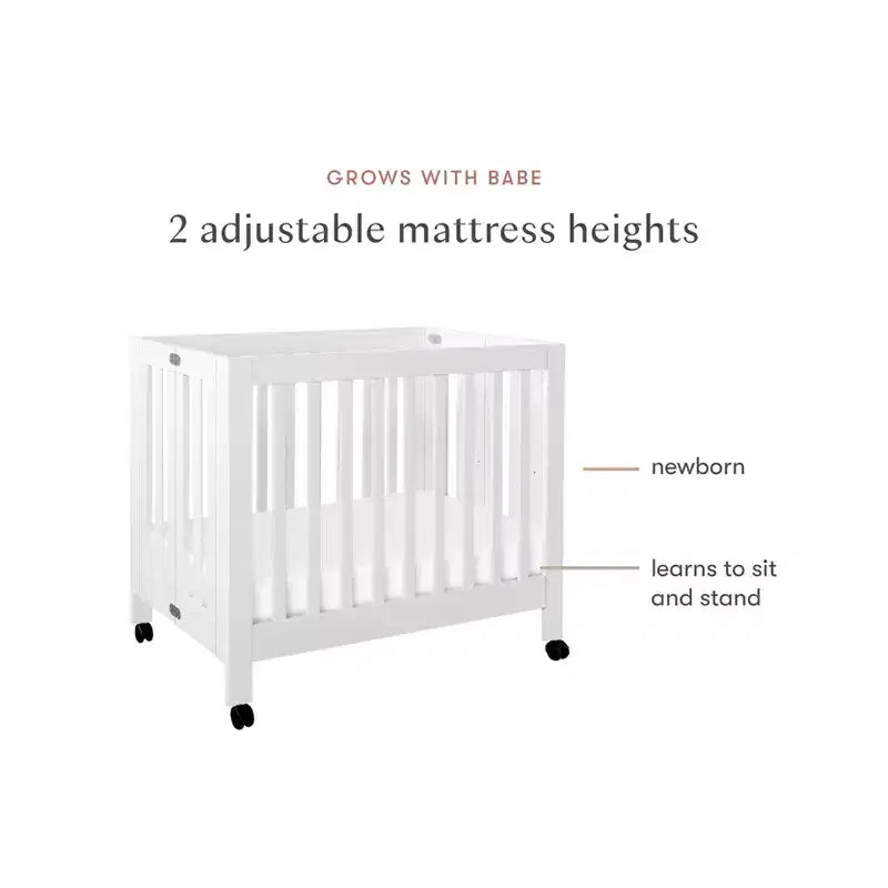 Babyletto Origami Mini Portable Folding Crib with Wheels