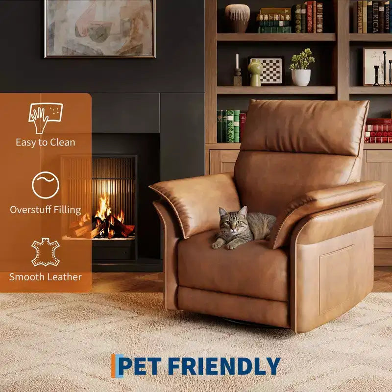 Power Recliner Swivel Rocker: 270 Glider, USB Port, Chenille upholstered , Double Armrests - for Living Room & Nursery