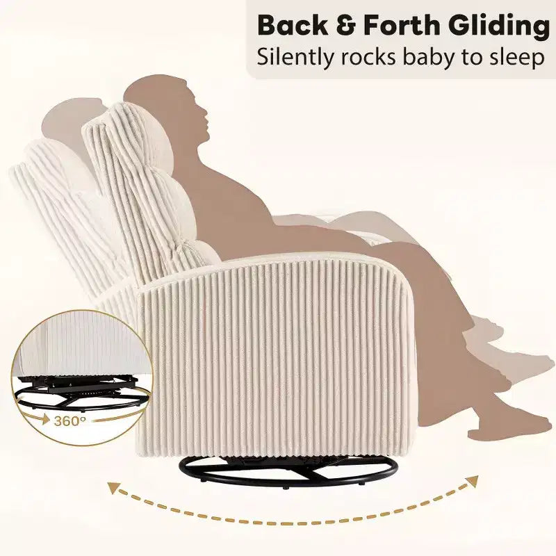 TUYOHW 360 Swivel Rocking Chair,High Back Sofa Chair with Thickened Cushion, Plush Single Seater for Living Room