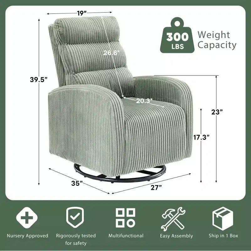 TUYOHW 360 Swivel Rocking Chair,High Back Sofa Chair with Thickened Cushion, Plush Single Seater for Living Room