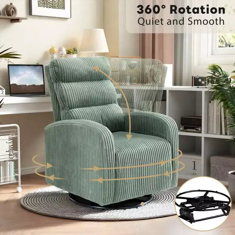 TUYOHW 360 Swivel Rocking Chair,High Back Sofa Chair with Thickened Cushion, Plush Single Seater for Living Room