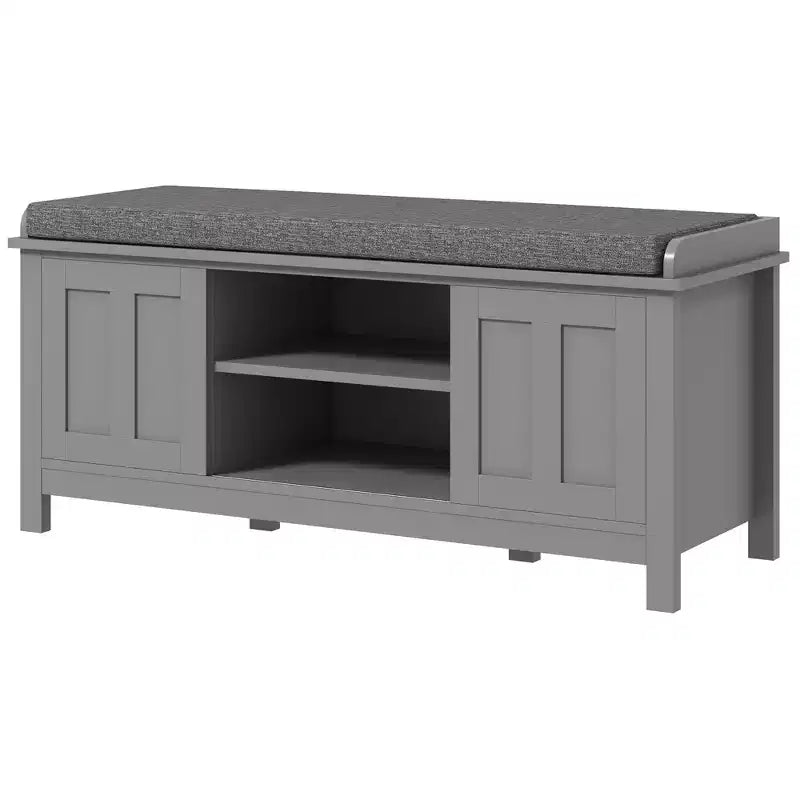 HOMCOM Entryway Shoe Bench Storage Ottoman with Adjustable Shelving, 6 Compartments, and Padded Seat