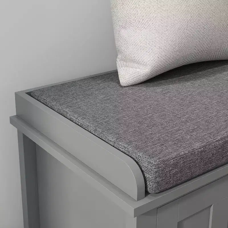 HOMCOM Entryway Shoe Bench Storage Ottoman with Adjustable Shelving, 6 Compartments, and Padded Seat