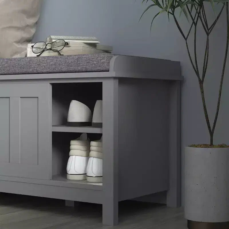 HOMCOM Entryway Shoe Bench Storage Ottoman with Adjustable Shelving, 6 Compartments, and Padded Seat