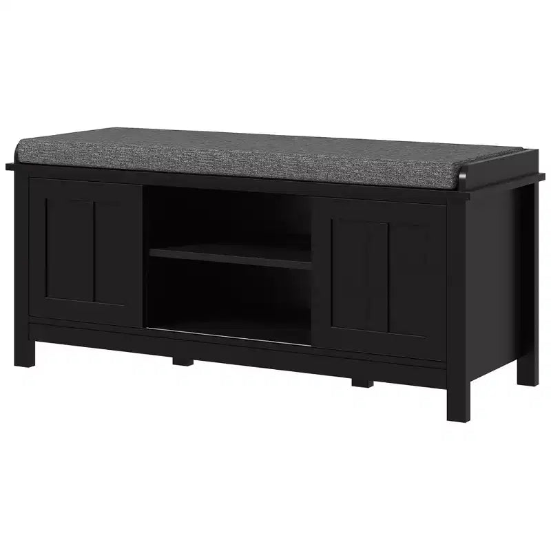 HOMCOM Entryway Shoe Bench Storage Ottoman with Adjustable Shelving, 6 Compartments, and Padded Seat