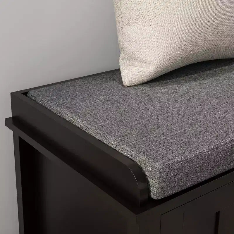 HOMCOM Entryway Shoe Bench Storage Ottoman with Adjustable Shelving, 6 Compartments, and Padded Seat