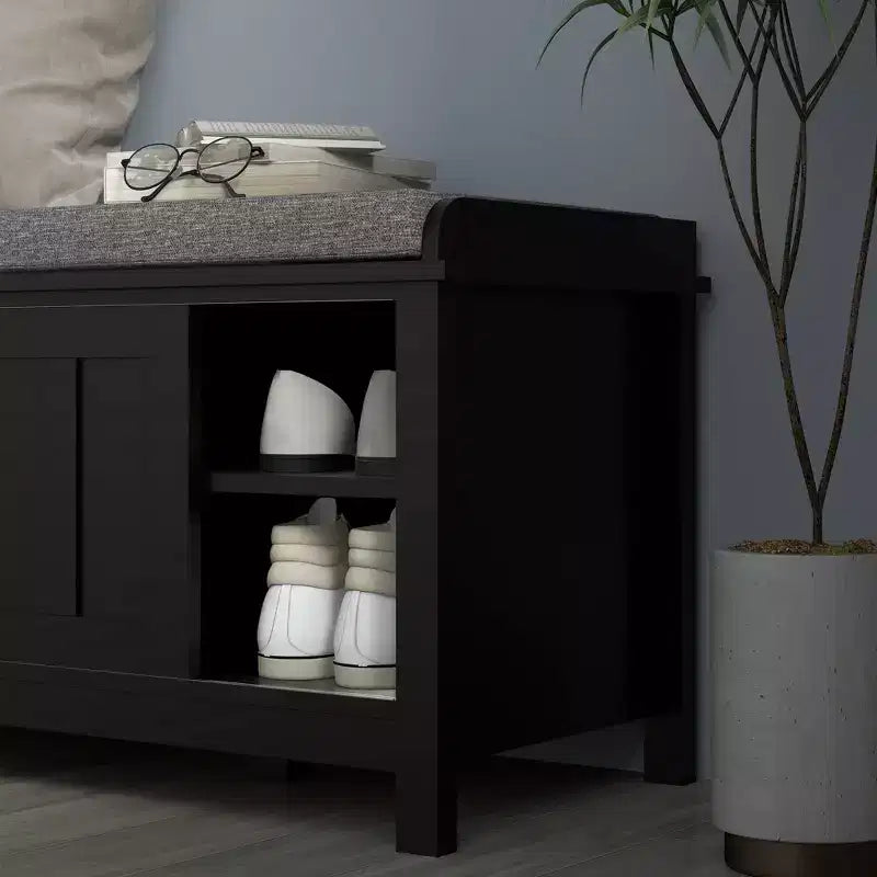 HOMCOM Entryway Shoe Bench Storage Ottoman with Adjustable Shelving, 6 Compartments, and Padded Seat